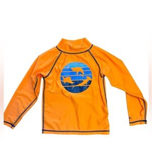 Kids Orange Rashguard with Marine Life Design